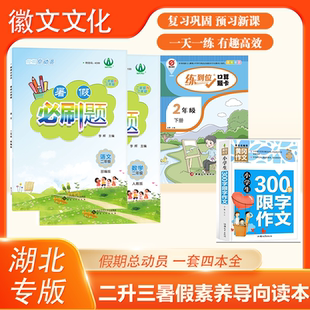 湖北专版 二升三暑假素养导向读本 语文数学暑假必刷题加小学生300字作文和口算题卡四本一套