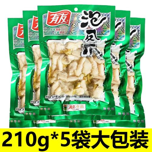 有友山椒味泡椒凤爪210g*5袋大包袋装野山椒鸡爪脚友友麻辣零食品图片
