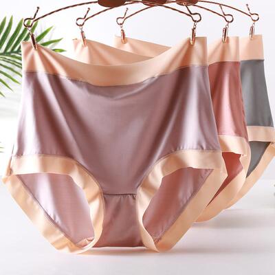 缎面胖mm大码内裤女高腰撞色性感三角裤50130