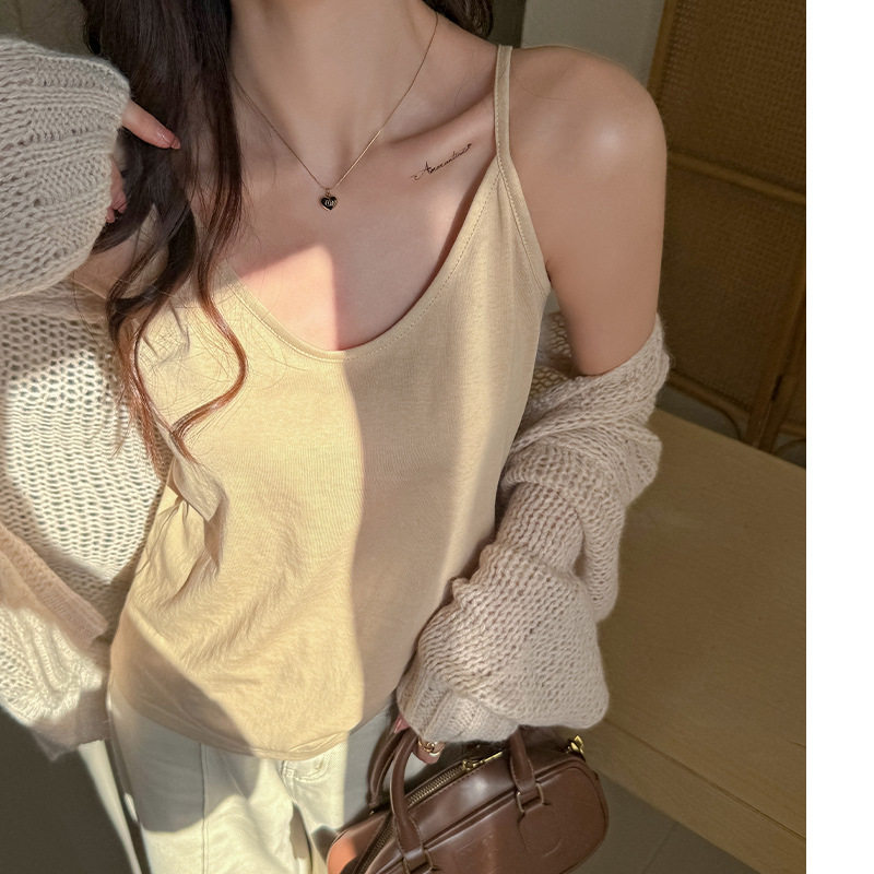 慵懒风U领吊带背心女外穿内搭抹胸百搭性感宽松遮副乳高级感上衣