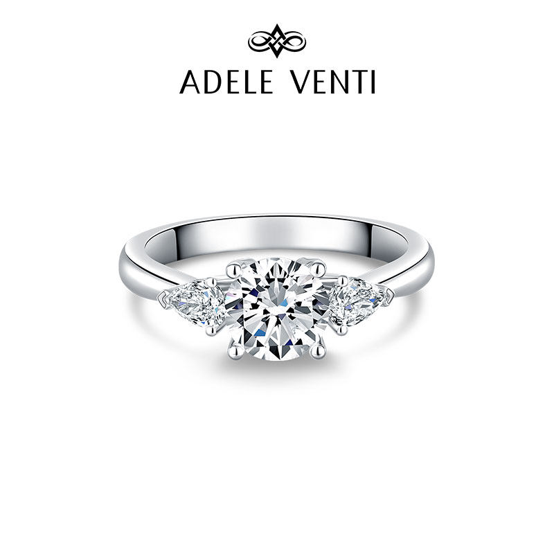 【培育】venti  18k金钻石戒指 圆钻四爪钻戒 一克拉定制求婚婚戒