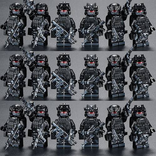 三角洲积木人仔帅气军事特种兵警察幽灵士兵武器儿童拼装礼物玩具