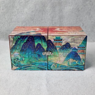 扬州漆器对开螺钿首饰盒九色鹿款(21cm*10.5cm*10.5cm)新品创意