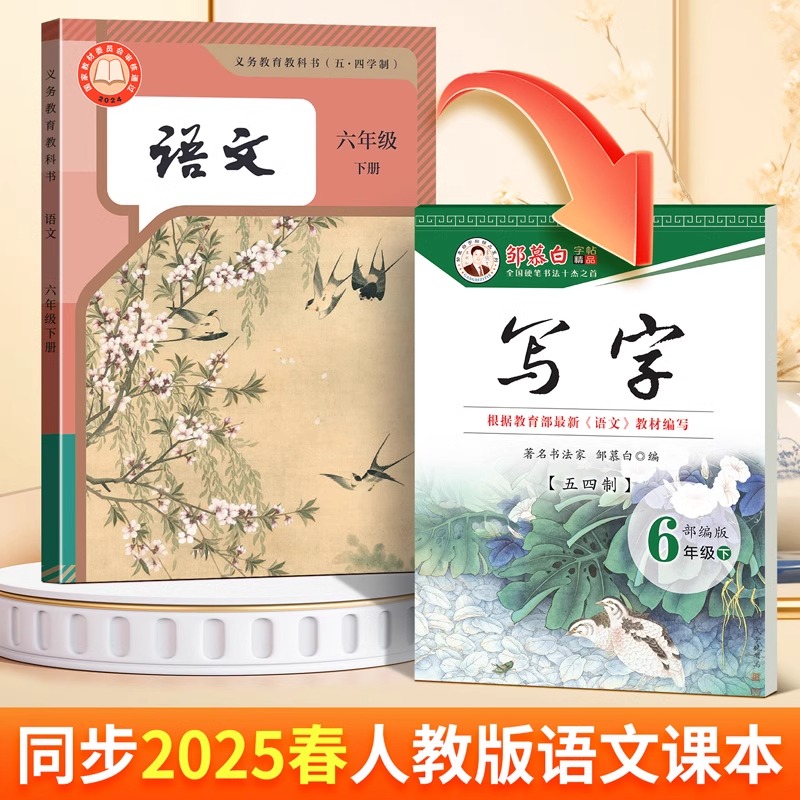 2025春新版人教版五四学制六七八九年级上册下册语文练字帖课本同步写字初中生专用楷书字帖初一初二硬笔书法练习本