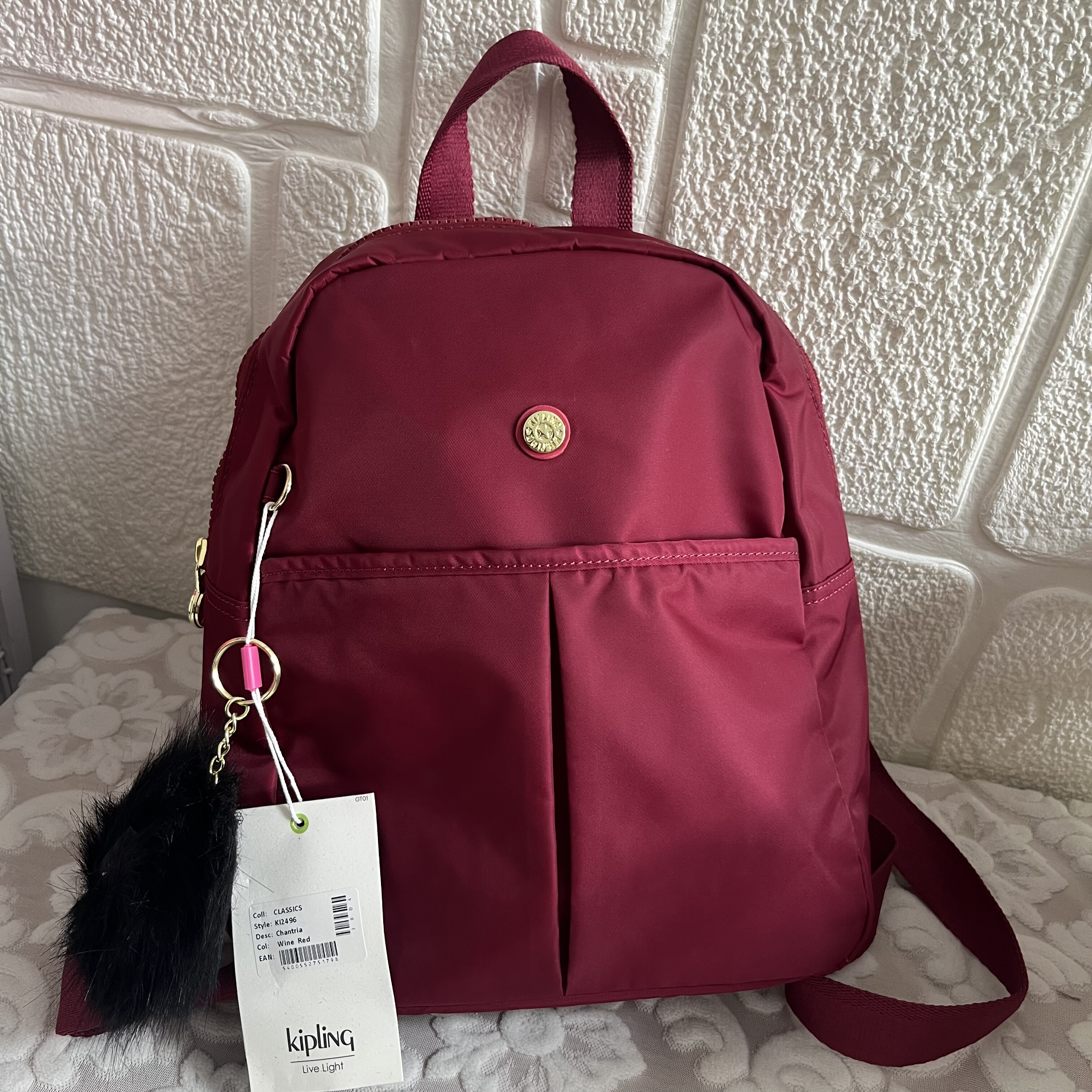 4041酒红色双肩包猴子孤品捡漏背包大容量小双肩背包