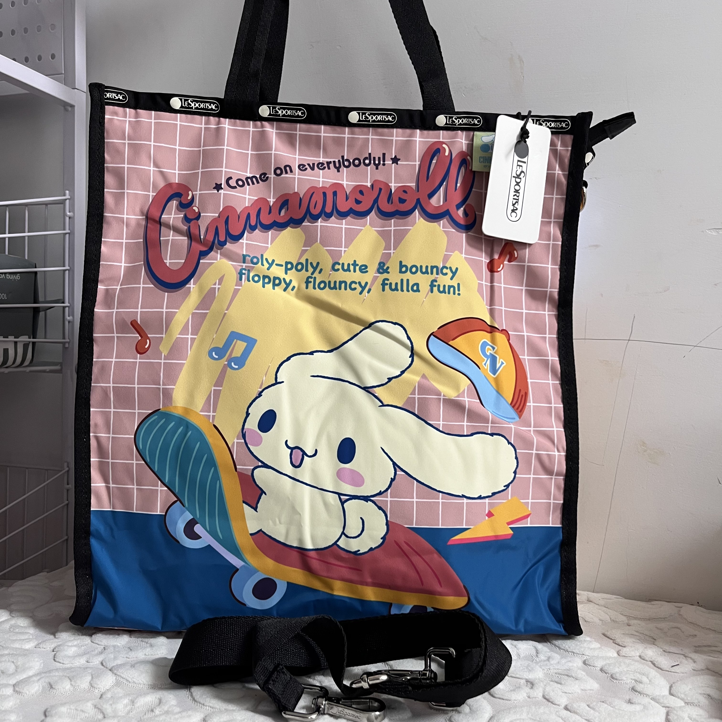 滑板玉桂兔大容量收纳袋补课袋电脑托特旅行防水收纳包斜挎包