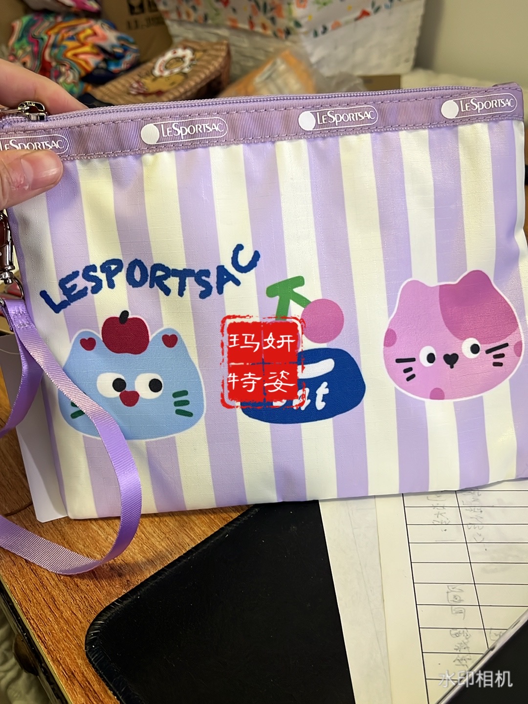 可爱卡通印花手拿手挽包大号休闲化妆包证件包手拿包收纳