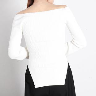 slits irregular both hem sides knitted with sweater