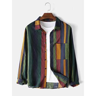 belt contrast long cotton sleeve and color breathable linen