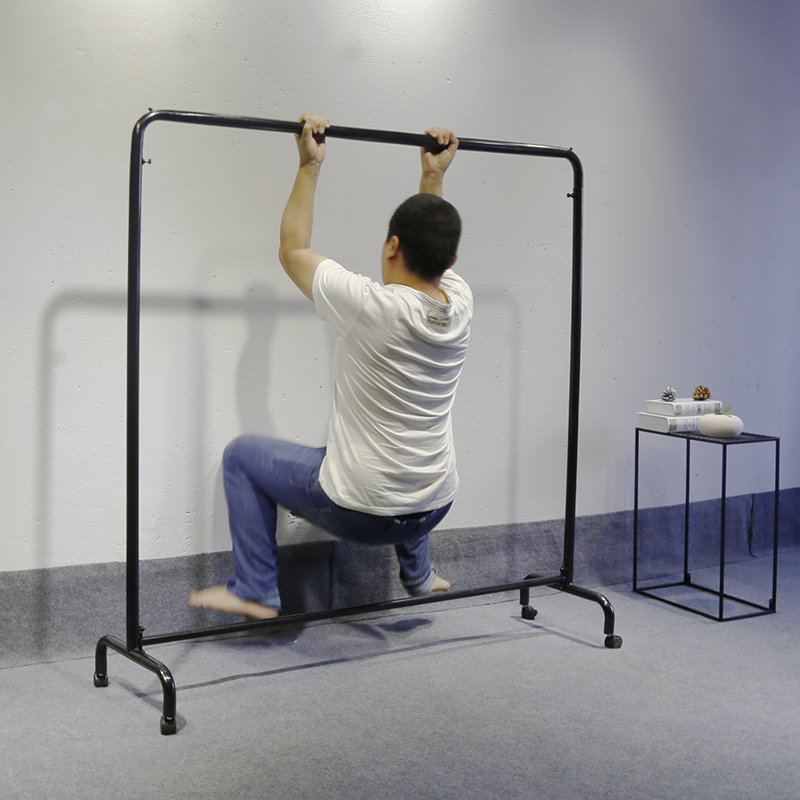 多功能室外晾衣架可移动带滑轮落地单杆简易置衣架铁艺房间挂衣架