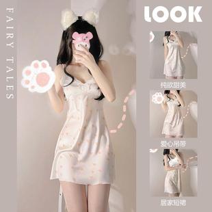 薄款 夏季 甜美可爱纯欲睡衣学生ins日系软妹少女吊带睡裙女家居服