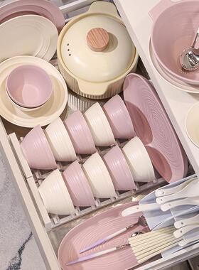 紫色ins风家用碗碟套装釉下彩陶瓷餐具碗盘子高级感乔迁结婚送礼