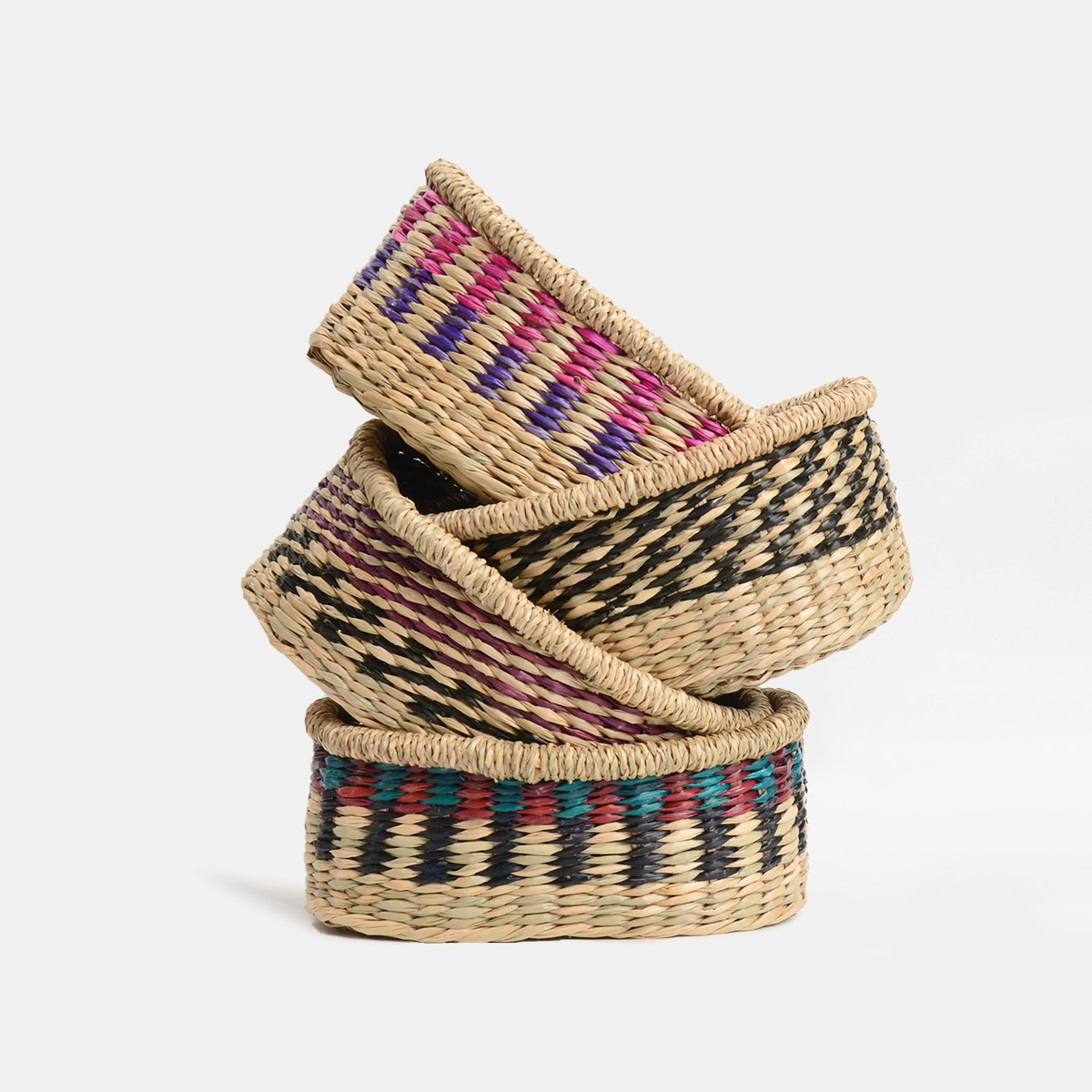 oakliving提手收纳篮海草编织