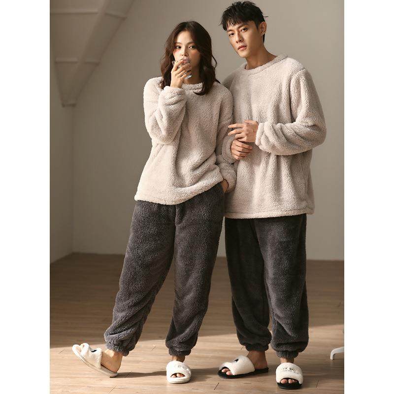 「加厚加绒」春秋冬季情侣睡衣男女款珊瑚绒法兰绒毛绒套头家居服,女士内衣/男士内衣/家居服,睡袍/浴袍,淘宝优惠券,粉丝福利购,淘宝优惠卷
