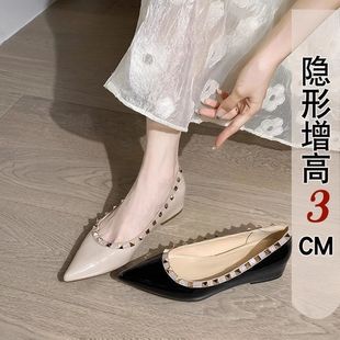 子一脚蹬 百搭气质铆钉单鞋 女2025新款 法式 内增高不累脚配裙子女鞋