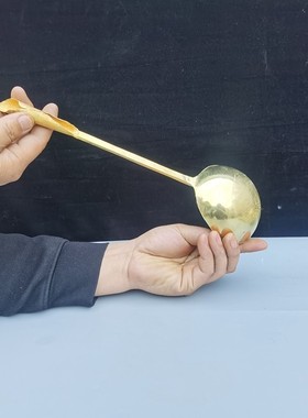速发纯铜手工打造加厚勺子铲子黄铜汤饭勺调羹老式家居厨房饭店用
