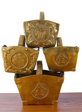 速发铜日进斗业米斗升摆件仿古招财镇宅聚宝家盆居办公室店铺开金