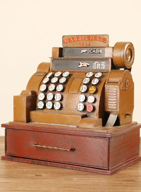 速发复古怀旧超080年代老式器市门厅柜台收银机7模型摆件名宿玄关