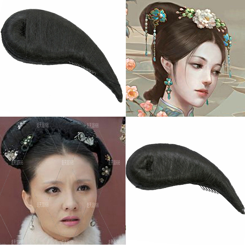 速发发包发装假发造型 汉服牛角包垫发盘发髻 古风花苞头假古包发