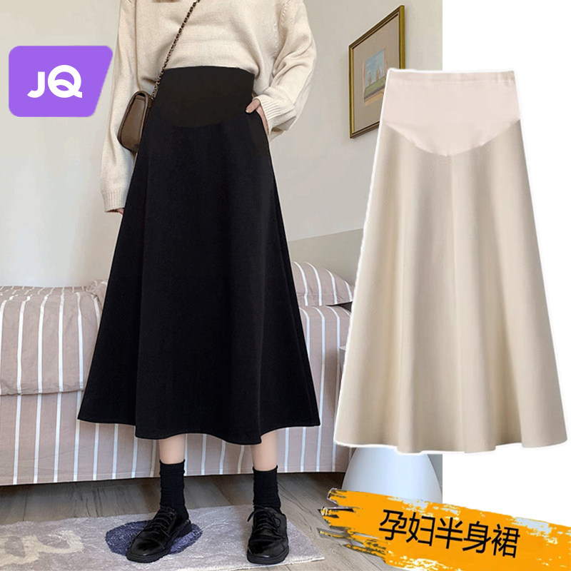 速发孕妇半身裙秋冬新款大尺码裙腹裙子秋装a字裙中长托半版