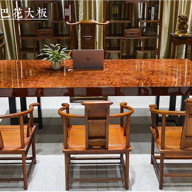 速发巴花实木大板桌原木红木茶桌奥坎黄花梨木餐桌办公桌茶台班台