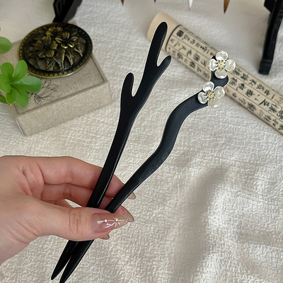 速发新中式古风黑檀木发簪盘发器汉服简约日常发张发钗步摇簪子头