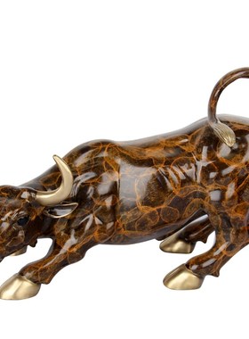 速发铜牛摆件旺市牛摆件铜二彩绘手十工生肖牛摆件