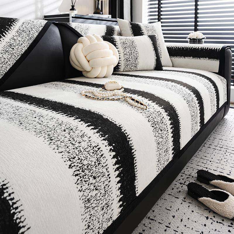 雪尼尔沙发垫四季通用2026新款条纹沙发套罩轻奢高级感防滑盖布巾,居家布艺,沙发套,淘宝优惠券,粉丝福利购,淘宝优惠卷