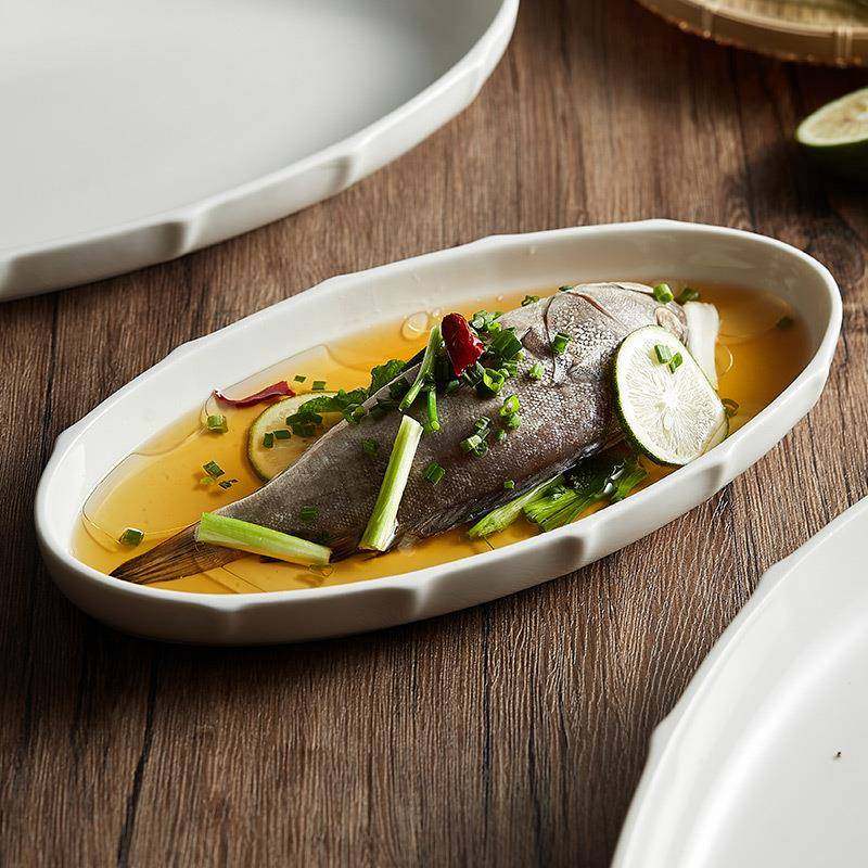 鱼盘家用蒸鱼盘子高颜值大号超大精致日式餐盘高级感菜盘陶瓷餐具,餐饮具,盘,淘宝优惠券,粉丝福利购,淘宝优惠卷