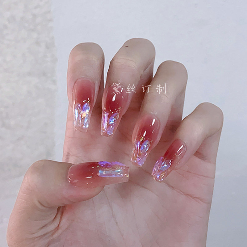 纯手工穿戴美甲爆闪仙女腮红钻美甲显白冰透光疗新娘孕妇指甲贴片,彩妆/香水/美妆工具,穿戴甲/甲片,淘宝优惠券,粉丝福利购,淘宝优惠卷