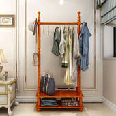落地式 实木衣帽架衣架落地卧室置物架衣架子多功能小挂衣架省空间