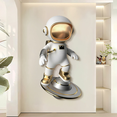 入户玄关宇航员装饰画带灯轻奢高级感卧室挂画儿童房男孩走廊壁画