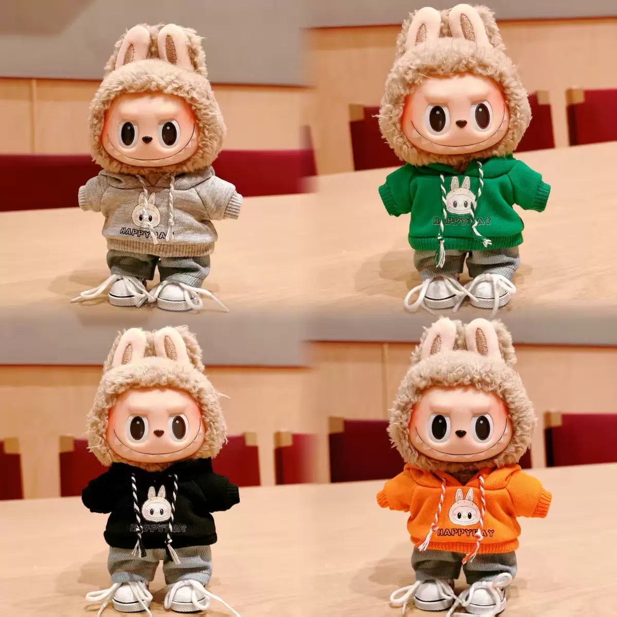 仅娃衣拉布布挂件衣服labubu娃衣连帽卫衣牛仔裤公仔换装娃衣服31