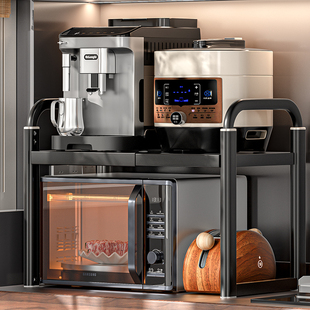 可伸缩厨房台面置物架微波炉烤箱电饭煲多功能双层小家电收纳架子