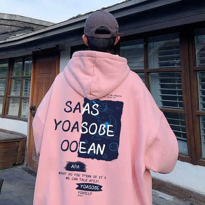 美式300斤连帽卫衣男秋冬新款