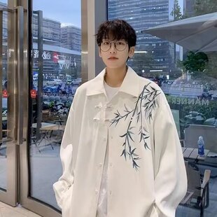新中式国风男装衬衫2025新款男生衬衣唐装男款中国风汉服外套上衣