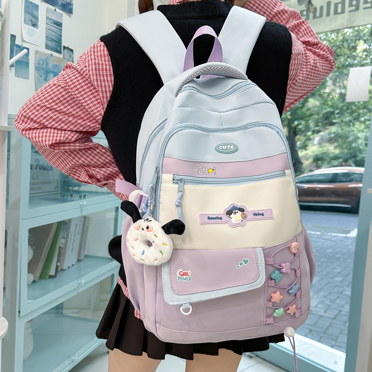 书包ins小众初中女生小学生大容量2026新款高颜值可爱撞色双肩包