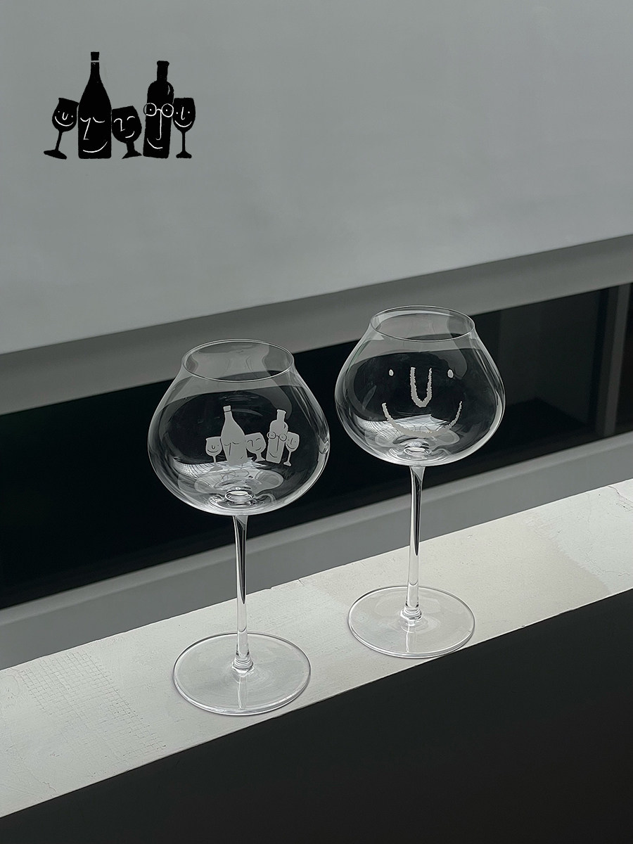Smiley Face Wine Glass - Crystal Goblet Original Design - Product image 2