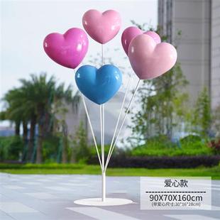 网红爱心雕塑摆件玻璃钢爱心树大型户外园林景观美陈发光心形气球