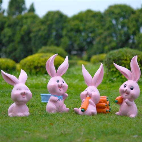 户外仿真玻璃钢卡通兔子雕塑动物幼儿园房地产售楼部景区草坪美陈