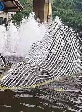 户外不锈钢镂空假山摆件雕塑酒店花园售楼处庭院水池景观落地装饰
