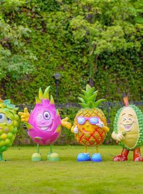 户外卡通水果草莓西瓜苹果雕塑农场蔬菜白菜辣椒茄子玉米南瓜模型