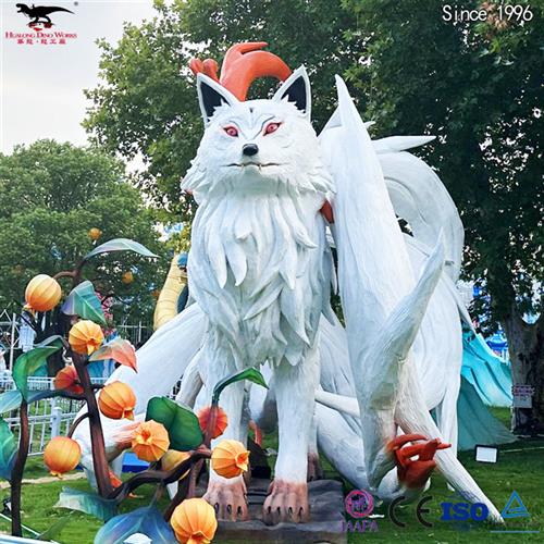 动物工厂山海经神兽高度仿真九尾狐造型逼真机械电动模型玩具