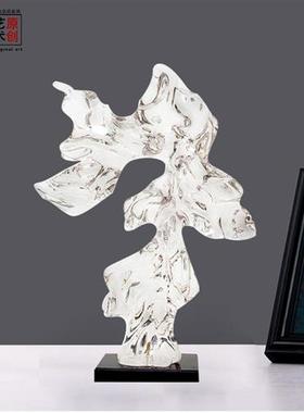 新中式透明太湖石玄关摆件轻奢高档客厅电视柜酒柜办公室软装饰品