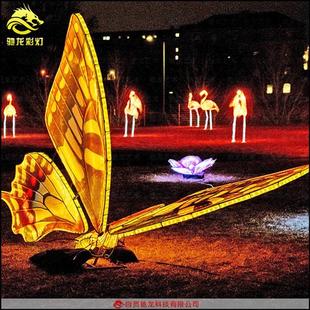 蝴蝶花灯户外景观美陈艺术造型灯光装置制作迎春灯饰亮化灯笼工厂