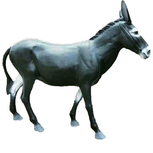 玻璃钢毛驴雕塑彩绘仿铜骡子驴拉磨雕塑农家院驴拉磨动物雕塑摆件