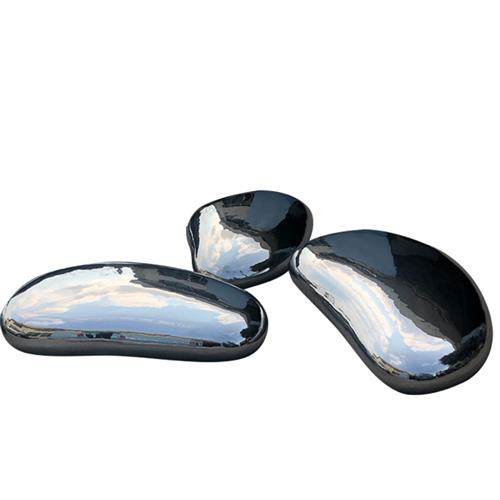 不锈钢石头雕塑鹅卵石镜面水滴现货太湖石定制水波纹几何块面摆件