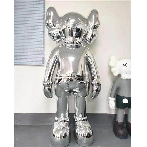 芝麻街卡通公仔玻璃钢雕塑摆件客厅售楼处网红落地暴力熊kaws门神