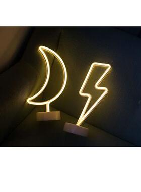 led霓虹装饰灯五角星火烈鸟小夜灯ins网红房间背景创意台灯造型灯