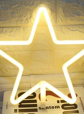 ins跨境新款LED霓虹灯星星小夜灯爱心火烈鸟造型灯房间布置装饰灯